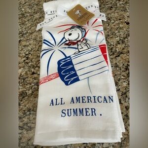 Rae Dunn Snoopy All American Summer Towel - Red, Blue, White